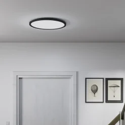 Plafonnier LED intégrée dimmable 3000lm 24W IP44 blanc froid, blanc neutre et blanc chaud GoodHome Flush noir mat h.2.5 x ø42 cm