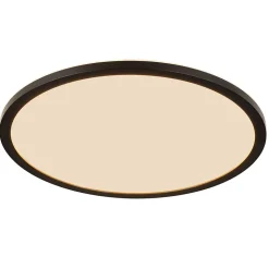 Plafonnier LED intégrée dimmable 3000lm 24W IP44 blanc froid, blanc neutre et blanc chaud GoodHome Flush noir mat h.2.5 x ø42 cm