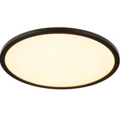 Plafonnier LED intégrée dimmable 3000lm 24W IP44 blanc froid, blanc neutre et blanc chaud GoodHome Flush noir mat h.2.5 x ø42 cm