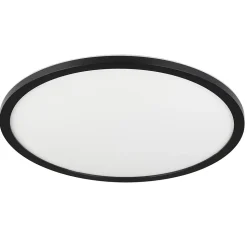 Plafonnier LED intégrée dimmable 3000lm 24W IP44 blanc froid, blanc neutre et blanc chaud GoodHome Flush noir mat h.2.5 x ø42 cm