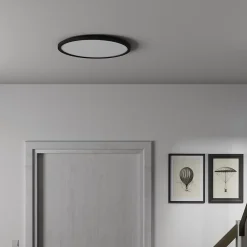 Plafonnier LED intégrée dimmable 3000lm 24W IP44 blanc froid, blanc neutre et blanc chaud GoodHome Flush noir mat h.2.5 x ø42 cm