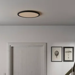 Plafonnier LED intégrée dimmable 3000lm 24W IP44 blanc froid, blanc neutre et blanc chaud GoodHome Flush noir mat h.2.5 x ø42 cm