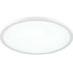 Plafonnier LED intégrée dimmable 3000lm 24W IP44 blanc froid, blanc neutre et blanc chaud GoodHome Flush blanc mat h.2.5 x ø42 cm