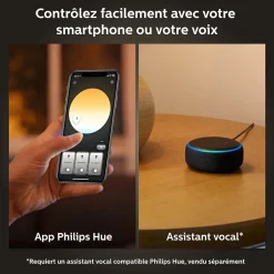 Plafonnier LED intégrée Enrave connecté intensité variable Philips Hue IP20 9,6W 950lm ⌀ 26,1 cm noir