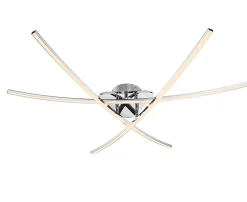 Plafonnier LED intégrée 3400lm 32W blanc chaud GoodHome Alani effet chromé L.90 x l.78 x H.11.5 x Ø90 cm