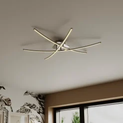 Plafonnier LED intégrée 3400lm 32W blanc chaud GoodHome Alani effet chromé L.90 x l.78 x H.11.5 x Ø90 cm