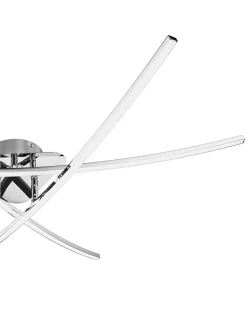 Plafonnier LED intégrée 3400lm 32W blanc chaud GoodHome Alani effet chromé L.90 x l.78 x H.11.5 x Ø90 cm