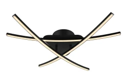 Plafonnier LED intégrée 1700lm 21W blanc neutre GoodHome Alani noir mat l.57 x H.9.5 x P.50 cm