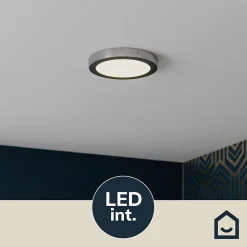 Plafonnier LED intégrée 1200lm 12W blanc froid GoodHome Aius effet chromé H.2.5 x Ø21.5 cm