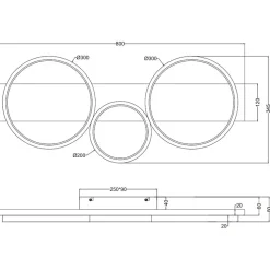 Plafonnier Led intégrée luminosité variable - Trio - Medera III
