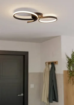 Plafonnier LED intégrée Serpins acier noir IP20 L.60 x l.34 x H.7,5 cm Eglo