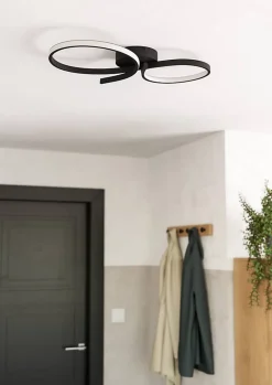 Plafonnier LED intégrée Serpins acier noir IP20 L.60 x l.34 x H.7,5 cm Eglo