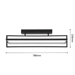 Plafonnier LED intégrée Siberia IP20 4400lm 34W L.78 x l.16x H.23,5 cm Eglo noir dimmable avec télécommande