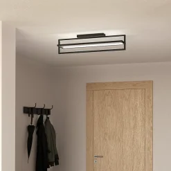 Plafonnier LED intégrée Siberia IP20 4400lm 34W L.78 x l.16x H.23,5 cm Eglo noir dimmable avec télécommande