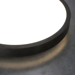 Plafonnier LED intégrée 18W 1800 lm anneau noir 29,5 cm 3000K blanc chaud IP44 PERETI EDO777611 EDO