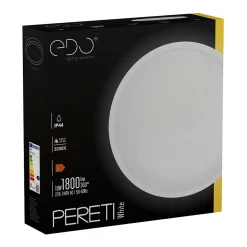 Plafonnier LED intégrée 18W 1800 lm anneau blanc 29,5 cm 3000K blanc chaud IP44 PERETI EDO777610 EDO