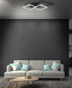 Plafonnier LED intégrée 22W Eglo Huerta blanc chaud l.31 x H.6.5 cm