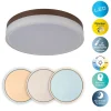 Plafonnier LED LOLA D 50cm H 9cm metal plastique brun blanc 1900lm dimmable CCT 3000 a 6500K LEDs integrees veilleuse