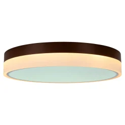 Plafonnier LED LOLA D 50cm H 9cm metal plastique brun blanc 1900lm dimmable CCT 3000 a 6500K LEDs integrees veilleuse