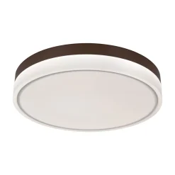 Plafonnier LED LOLA D 50cm H 9cm metal plastique brun blanc 1900lm dimmable CCT 3000 a 6500K LEDs integrees veilleuse