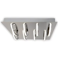 Plafonnier LED 'Manchester' Socle en fer/ Acier inoxydable Tôle décorative avec tube en aluminium