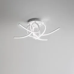 Plafonnier LED moderne Tosca P4 60W 3200lm lumière chaude 3000K, design sculptural, aluminium blanc satiné, diffuseur opale