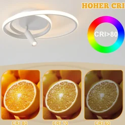 Plafonnier LED NETTLIFE à intensité variable : 40 cm, design moderne, 37 W, avec spot, pour chambre à coucher, salon, blanc