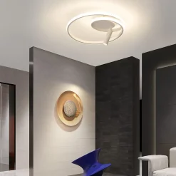 Plafonnier LED NETTLIFE à intensité variable : 40 cm, design moderne, 37 W, avec spot, pour chambre à coucher, salon, blanc