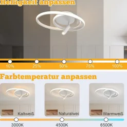Plafonnier LED NETTLIFE à intensité variable : 40 cm, design moderne, 37 W, avec spot, pour chambre à coucher, salon, blanc