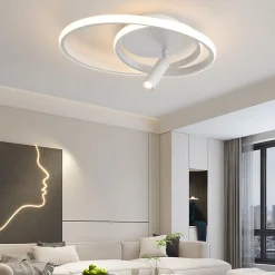 Plafonnier LED NETTLIFE à intensité variable : 40 cm, design moderne, 37 W, avec spot, pour chambre à coucher, salon, blanc