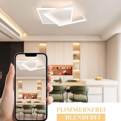 Plafonnier LED NETTLIFE - Plafonnier LED carré blanc à intensité variable 44 W pour chambre à coucher