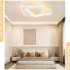 Plafonnier LED NETTLIFE - Plafonnier LED carré blanc à intensité variable 44 W pour chambre à coucher