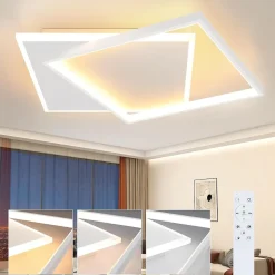 Plafonnier LED NETTLIFE - Plafonnier LED carré blanc à intensité variable 44 W pour chambre à coucher