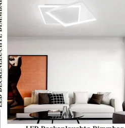 Plafonnier LED NETTLIFE - Plafonnier LED carré blanc à intensité variable 44 W pour chambre à coucher