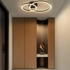 Plafonnier LED Nettlife 40 cm - 23 W - Lampe de cuisine 3 000 K - Blanc chaud - Lampe de salon moderne 2 anneaux