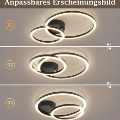 Plafonnier LED Nettlife 40 cm - 23 W - Lampe de cuisine 3 000 K - Blanc chaud - Lampe de salon moderne 2 anneaux