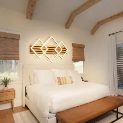 Plafonnier LED NETTLIFE bois : 70 cm plafonnier dimmable lampe de salon lampe de chambre moderne 46W noir fonction mémoire