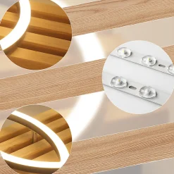 Plafonnier LED NETTLIFE en bois à intensité variable : 70 cm, lampe de salon, 46 W, 3 anneaux, noir avec télécommande