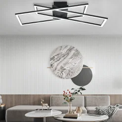 Plafonnier LED NETTLIFE noir 36W dimmable pour salon, bureau, chambre d'enfant