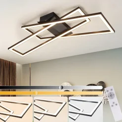 Plafonnier LED NETTLIFE noir 36W dimmable pour salon, bureau, chambre d'enfant