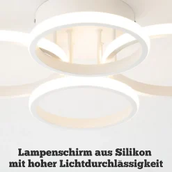 Plafonnier LED NETTLIFE, plafonnier LED à 4 anneaux, intensité variable, blanc, 48 W, lampe de salon