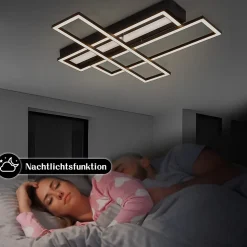 Plafonnier LED NETTLIFE pour salon, noir, rectangulaire, à intensité variable, design moderne