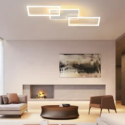 Plafonnier LED NETTLIFE pour salon - Plafonnier à intensité variable avec télécommande 63 W - Grand format - Blanc moderne