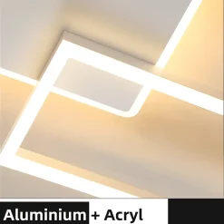 Plafonnier LED NETTLIFE pour salon - Plafonnier à intensité variable avec télécommande 63 W - Grand format - Blanc moderne