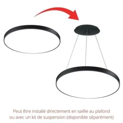 Plafonnier LED Noir 54W 60cm - Blanc Neutre 4000K - 5500K - SILAMP
