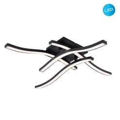 Plafonnier LED ONDA S 45 cm metal plastique noir LED fixe pour salon salle a manger bureau 45 x 45 cm