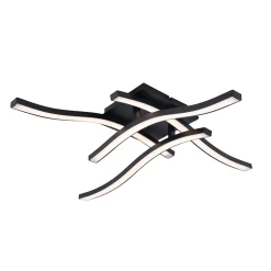 Plafonnier LED ONDA S 45 cm metal plastique noir LED fixe pour salon salle a manger bureau 45 x 45 cm