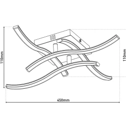 Plafonnier LED ONDA S 45 cm metal plastique noir LED fixe pour salon salle a manger bureau 45 x 45 cm