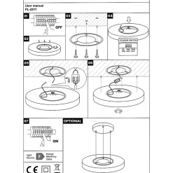 Plafonnier LED Rond 24W Extra-Plat CCT 30cm, Lampe Superslim Sceneswitch 3 ambiances - Noir