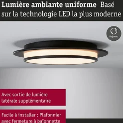 Plafonnier LED 3-Step-Dim Egron 2700K 750lm 230V 16W gradable Noir mat